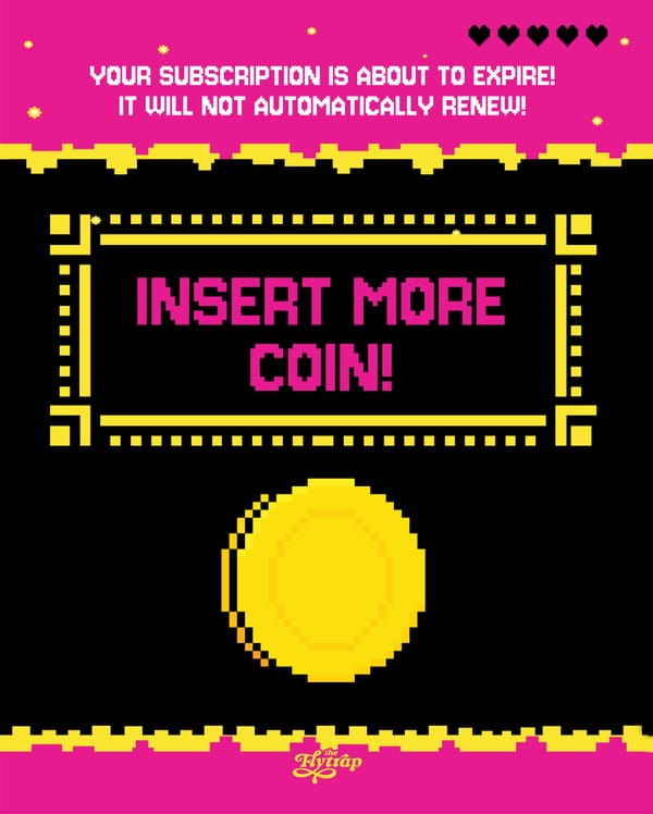 A "game over" graphic telling you to insert more coin.